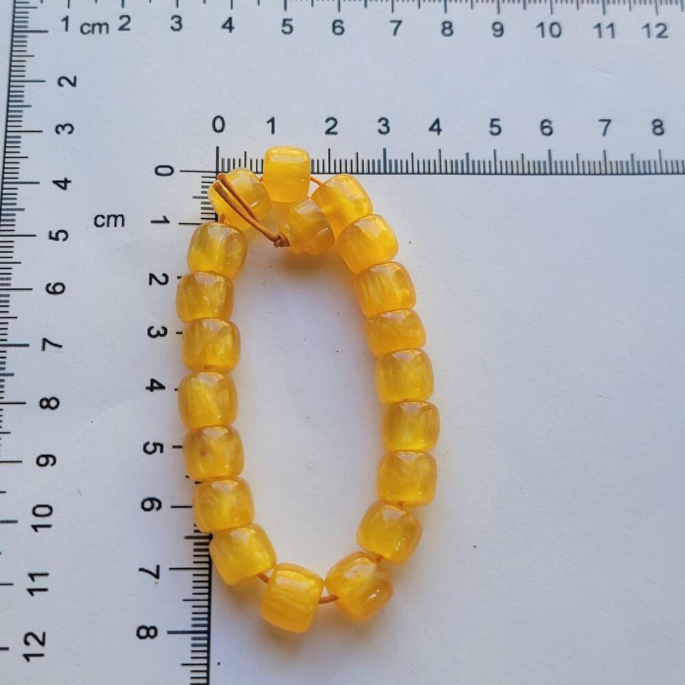 Yellow Glass Beaded Bracelet Stretch Cube Beads 7in Fashion Jewelry Cute Gift - Picture 7 of 9